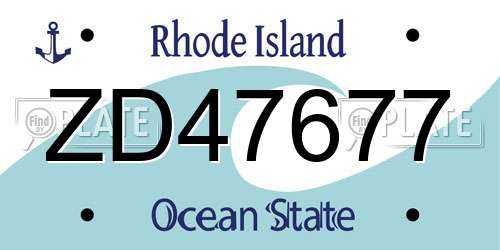 ZD47677 Rhode Island License Plate