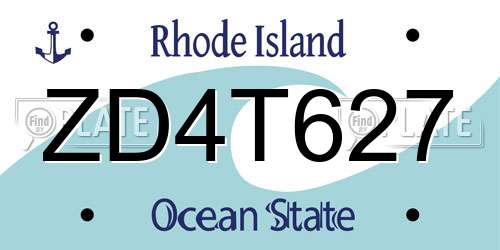 ZD4T627 Rhode Island License Plate