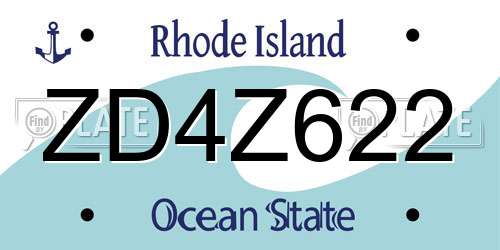 ZD4Z622 Rhode Island License Plate