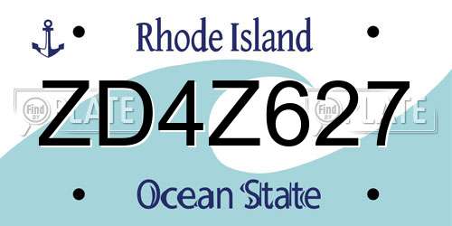 ZD4Z627 Rhode Island License Plate