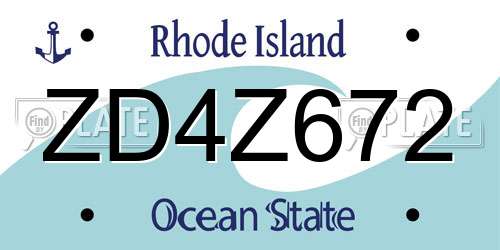 ZD4Z672 Rhode Island License Plate