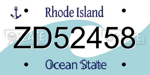 ZD52458 Rhode Island License Plate