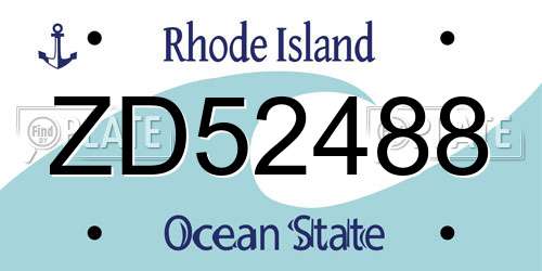 ZD52488 Rhode Island License Plate
