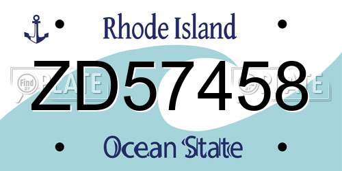 ZD57458 Rhode Island License Plate