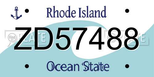 ZD57488 Rhode Island License Plate