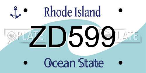 ZD599 Rhode Island License Plate