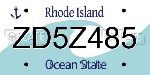 ZD5Z485 Rhode Island License Plate