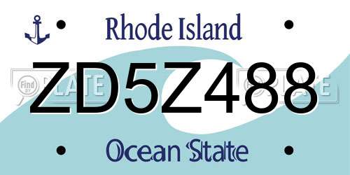 ZD5Z488 Rhode Island License Plate