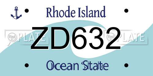 ZD632 Rhode Island License Plate