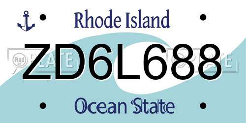 ZD6L688 Rhode Island License Plate