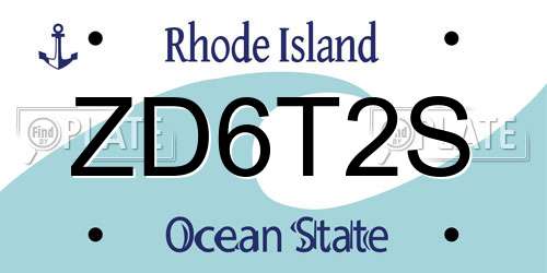 ZD6T2S Rhode Island License Plate