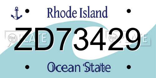 ZD73429 Rhode Island License Plate