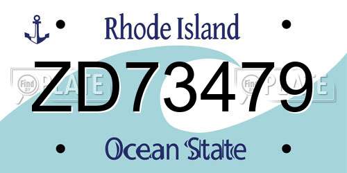 ZD73479 Rhode Island License Plate