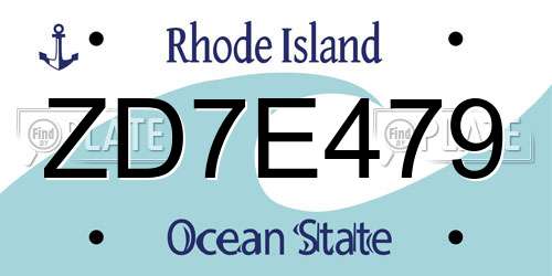 ZD7E479 Rhode Island License Plate