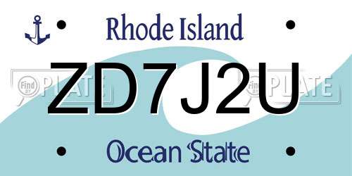 ZD7J2U Rhode Island License Plate