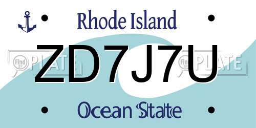 ZD7J7U Rhode Island License Plate