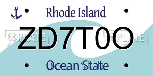 ZD7T0O Rhode Island License Plate