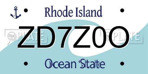 ZD7Z0O Rhode Island License Plate