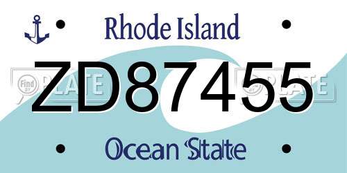 ZD87455 Rhode Island License Plate
