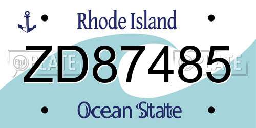 ZD87485 Rhode Island License Plate
