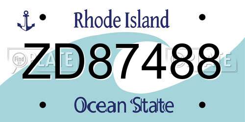 ZD87488 Rhode Island License Plate