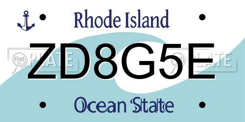 ZD8G5E Rhode Island License Plate