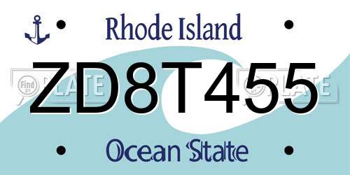 ZD8T455 Rhode Island License Plate