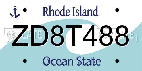 ZD8T488 Rhode Island License Plate