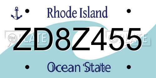 ZD8Z455 Rhode Island License Plate