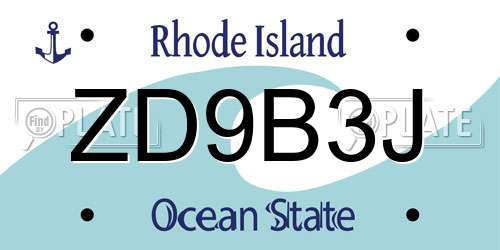 ZD9B3J Rhode Island License Plate