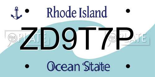 ZD9T7P Rhode Island License Plate