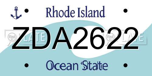 ZDA2622 Rhode Island License Plate