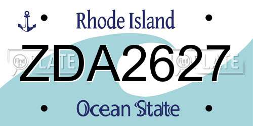 ZDA2627 Rhode Island License Plate