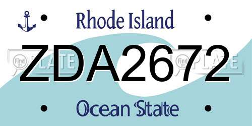 ZDA2672 Rhode Island License Plate