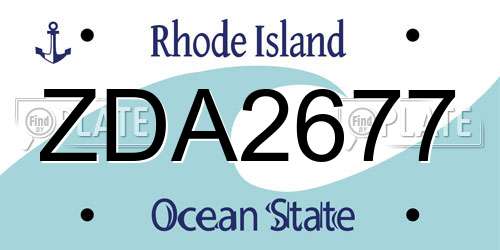 ZDA2677 Rhode Island License Plate