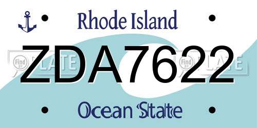 ZDA7622 Rhode Island License Plate