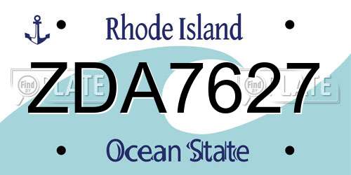 ZDA7627 Rhode Island License Plate