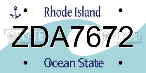 ZDA7672 Rhode Island License Plate