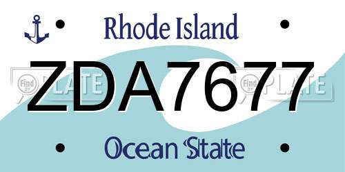 ZDA7677 Rhode Island License Plate
