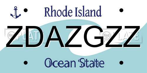 ZDAZGZZ Rhode Island License Plate