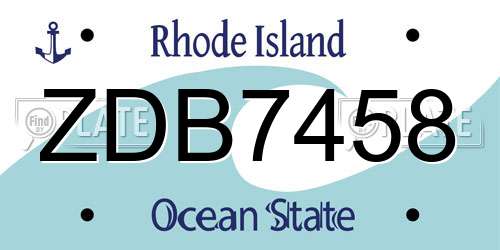 ZDB7458 Rhode Island License Plate