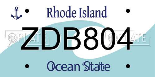 ZDB804 Rhode Island License Plate