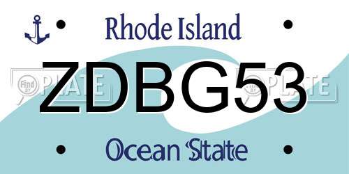 ZDBG53 Rhode Island License Plate