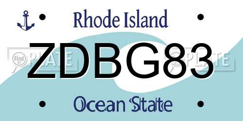 ZDBG83 Rhode Island License Plate