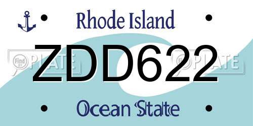 ZDD622 Rhode Island License Plate