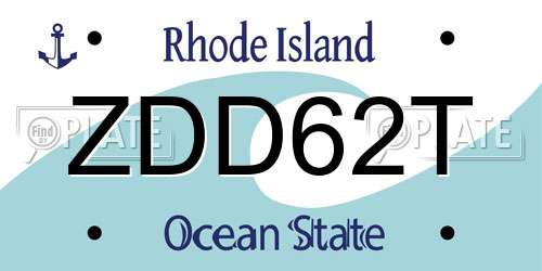 ZDD62T Rhode Island License Plate