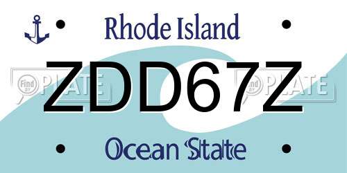 ZDD67Z Rhode Island License Plate