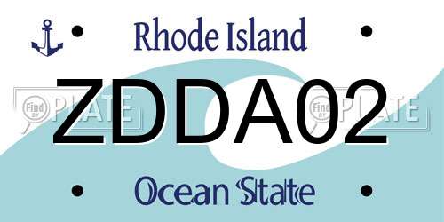 ZDDA02 Rhode Island License Plate