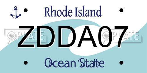 ZDDA07 Rhode Island License Plate