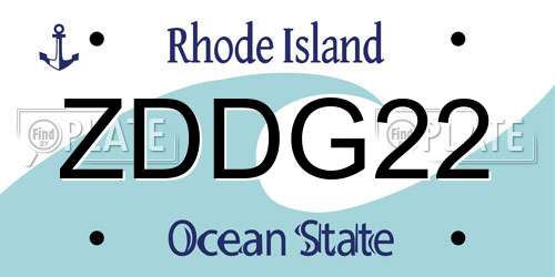 ZDDG22 Rhode Island License Plate